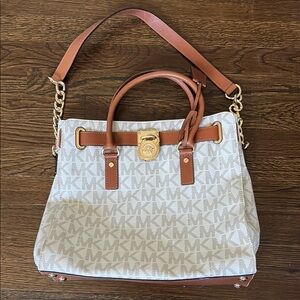 Michael Kors Brown and Cream Monogram Tote